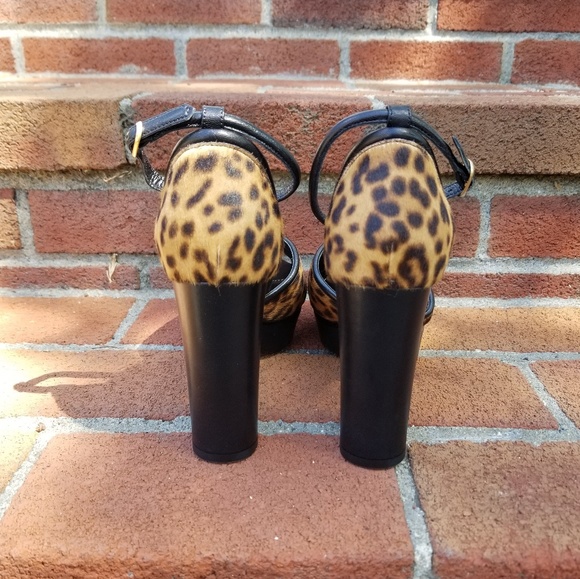 Marion Parke 'Annie' Leopard Ankle Strap Platforms - Picture 6 of 9